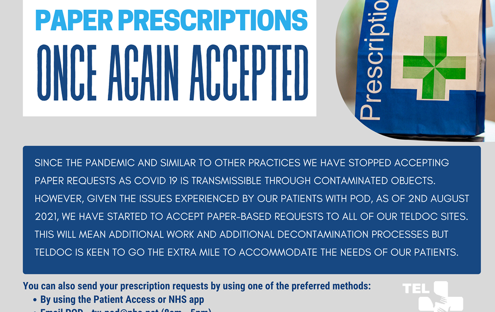 We Are Once Again Accepting Paper Prescription Requests